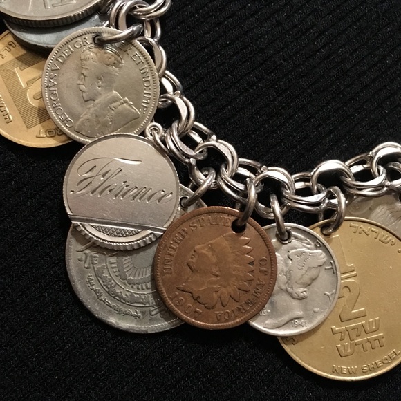 Sterling Silver Coin Charm Bracelet - Picture 7 of 8